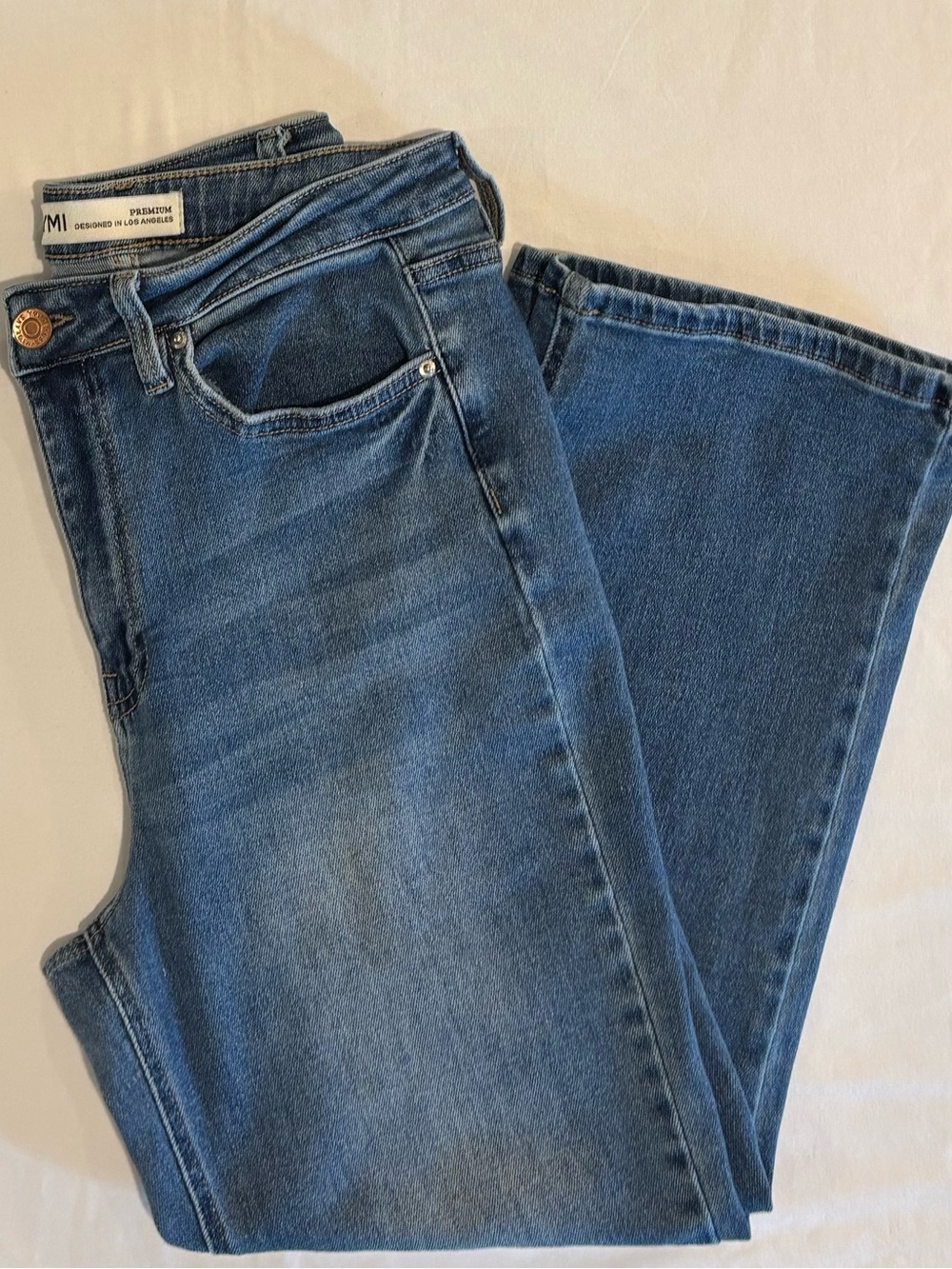YMI High Rise Straight Leg Cropped Blue Stretch Denim Jeans Size 11